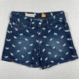 Pilcro and the Letterpress Denim Shorts Womens 27 Blue Ikat Embroidered Boho